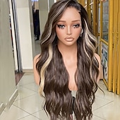 cheap Human Hair Lace Front Wigs-Human Hair 5x5 Closure 13x4 Lace Front Wig Free Part Brazilian Hair Wavy Blonde Brown Wig 150% 180% Density with Baby Hair Ombre Hair Natural Hairline Glueless Pre-Plucked For Women Long Human Hair