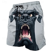  Voor heren Hond Gezichtsuitdrukking tekenfilm dieren Lange zwembroeken Badpakken Zwembroeken Boardshorts Medium Taille Hawaii Grappig Strandvakantie Zijzakken Mesh voering Elastische tailleband met