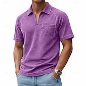economico Polo classica da uomo-Per uomo Polo Camicia 100% cotone lavaggio acido Casuale Lavoro Bavero Manica Corta Moda Essenziale Semplice Vintage ▾ angosciato Estate Primavera Tutte le stagioni Vestibilità regolare Verde chiaro