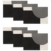 Недорогие Плацент и подставки и тривочки-Черно-белая геометрическая салфетка под тарелку, прямоугольная, из 100% полиэстера, с абстрактным геометрическим узором, можно стирать в машине, термостойкая.