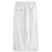 abordables Rétro-Homme Pantalons en Lin Pantalons Pantalon d'été Pantalons de Plage Cordon de serrage Avec Poches Jambe Droite Uni Confort Respirant Longueur complète Quotidien Extérieur Vêtements de rue Vacances Mode