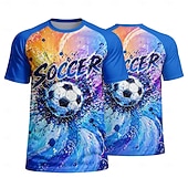 cheap Running Tee &amp; Tank Tops-Men's Soccer Jersey Geometric Abstract Athletic Short Sleeve T-Shirt UPF 50 Quick Dry Breathable mesh fabric 2026 Soccer Fan Tee Training Gym Running Sports Blue and Yellow