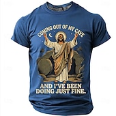  Camisa T-Shirt Cristiana Graciosa Hombre Biblia Salí de mi cueva y he estado muy bien Resurrección de Jesús Meme Humor Camiseta Gráfica Casual de Manga Corta Regalo para la Iglesia Ropa de Diseñador