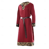 economico Capispalla-Medievale Rinascimento Elegante Tunica Cavaliere Vichingo Costume Per uomo Fantasia Reale Halloween Carnevale Mascherata Fiera Rinascimentale Festa a tema retrò Adulti Cappotto Cintura