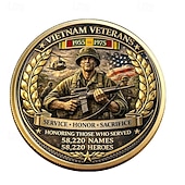 cheap U.S. 250th Anniversary-Vietnam Veterans Commemorative Coin, Patriotic Collectible Challenge Coin Honoring Service &amp; Sacrifice, All Gave Some Some Gave All Design with Soldier &amp; Flag, Durable Metal Souvenir for Display