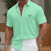 ieftine Model Geometric-Bărbați Vultur Cămașă Camașă cu nasturi Cămașă elegantă casual Manșon scurt Moda Casual Haine de strada Vacanță Vară Primăvară Răsfrânt Imprimare 3D cămăși cu guler Albastru piscină Vernil Roz