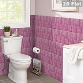 cheap Wall Stickers-10PCS 17x23cm Peel and Stick Thick Pink Purple Mosaic Pattern PVC Wall Stickers, American Vintage Style Self-Adhesive Removable Wallpaper for Renters, for Bedroom Bathroom Cabinet, Easy to Install