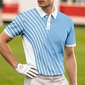  Per uomo Geometrico Golf Polo Sportivi Manica Corta Magliette polo Camicie con Colletto Casual Athleisure Bottoni Tessuto retato traspirante Primavera & Estate Blu Blu marino Viola