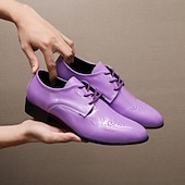 お買い得  ダービーシューズ-メンズ パープル パテント オックスフォード シューズ レースアップ ドレスシューズ 光沢のあるステートメント フットウェア スタイリッシュな男性向け、結婚式、宴会、パーティー、プロム、ファッション イブニングウェア