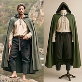 abordables Conjuntos-Conjunto Medieval Renacimiento Capa Accesorios Disfraz de lujo Vikingos Ranger Disfraz Hombre Vikingo Víspera de Todos los Santos Carnaval Rendimiento LARP Feria Ren Adulto Verano Primavera Otoño