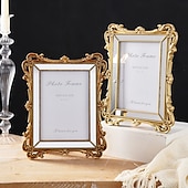 cheap Sculptures-1PC, Featuring Rococo Baroque Three-dimensional Relief Carving Technique. This Decorative Photo Frame for Home And Wedding Wse Is Suitable for Both Tabletop Display And wall Hanging