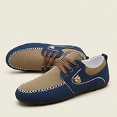 voordelige Casual Veterschoenen-Herenschoenen in blauwbruin met veters, comfortabele loafers met contrasterend paneel, geschikt voor dagelijks gebruik, reizen, autorijden, kantoor, weekendoutfits en een stijlvolle casual herenlook.