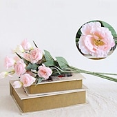 abordables Flores artificiales-3 flores artificiales de eustoma de 4 cabezas, ramo de lisianthus artificiales realistas para decoración del hogar y sala de estar. &amp;Decoración para bodas: perfecta para accesorios de fotografía,
