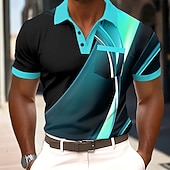  Per uomo Geometrico Polo Manica Corta Magliette polo Camicie con Colletto Business Casual All'aperto Athleisure Abbigliamento quotidiano Stampa 3D Bottoni Primavera & Estate Blu Viola Marrone
