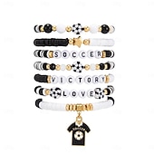 baratos Partida de Futebol Mundial 2026-Conjunto de pulseiras para fãs de futebol, inspiradas na Copa do Mundo, com contas e pingentes de futebol. Adoro futebol! Joias ajustáveis para crianças apaixonadas por futebol. &amp;adultos
