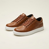 billige Uformelle joggesko-herre brune casual joggesko med snøring, minimalistiske, lave komfortsko for hverdagsbruk, reiser, pendling, helgeantrekk, friluftsliv og smart casual stil