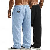 economico Classico-Per uomo Pantaloni di Lino Pantaloni Pantaloni Estivi Pantaloni Larghi Pantaloni da Spiaggia Coulisse Elastico in vita Gamba Dritta Semplice Comodità Traspirante Lunghezza intera Casuale Quotidiano