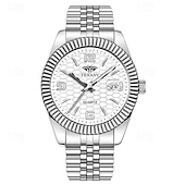 abordables Montres à quartz-Montre homme de luxe, cadran noir nid d'abeille, mouvement quartz bicolore or et argent en acier inoxydable, lunette cannelée, montre habillée avec date, bijou élégant à offrir.