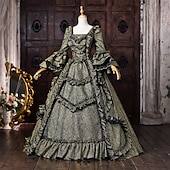 economico Vestiti-Rococò Barocco Abito da Ballo Lunghezza al pavimento Vestito Abito da Ballo Lunghe Principessa Sposa Pizzo Floreale Abito da ballo Collo quadrato Costume Per donna Reale Halloween Carnevale Mascherata