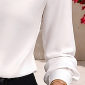 economico Bluse Semplici-Per donna Camicia Camicia Estiva Camicia casual Top in chiffon Arricciato Tinta unica Semplice Elegante Vacanza Moda Manica Lunga Scollo a V Top lunghi Quotidiano Abbigliamento casual alla moda Ferie