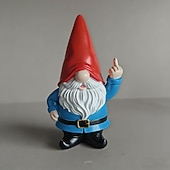  onbeleefde kabouter met opgestoken middelvinger, ondeugende tuinkabouter, grappige mini-kabouterdecoratie, beeldje met opgestoken middelvinger voor buiten in de tuin, op het terras of in het gazon.