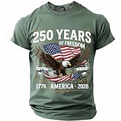  4 juli 2026 250:e Herr Rolig T-shirt Kortärmad T-shirt 3D-tryck Rund hals Skjorta Mode Designer Enkel Ledigt Dagligen Fest Svart Rubinrött Sommar Vår Kläder S M L XL XXL XXXL