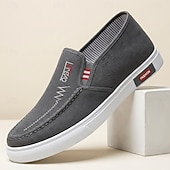 tanie Buty casual slip-on-Męskie Klasyczny Codzienny Codzienny Płótno Wygodny Oddychający Mokasyny Czarny Niebieski Szary Lato Wiosna Jesień