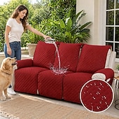 cheap Recliner Cover-3 Seater Anti-Slip Recliner Covers fit Leather Recliner Sofa Water Resistant Anti-Scratch Couch Cover for Double Recliner Split Sofa Cover for Each Seat Furniture Protector with Elastic Straps