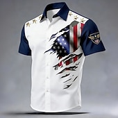 abordables Chemises Patriotiques 250-Homme 4 juillet, 250e anniversaire des États-Unis Aigle Drapeau américain Chemise Chemise Boutonnée Manche Courte Patriotique Extérieur Fête Été Printemps Col Rabattu Impression 3D chemises à col