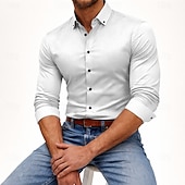 billiga Button Down-skjortor för män-Herr Skjorta Button Down skjorta Rutig Dagligen Företag Blå Ljusblå Vit Rosa Långärmad Nedvikt Alla årstider Kläder Lappverk