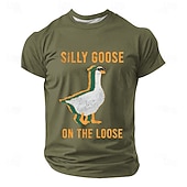  T-shirt voor heren met een grappige meme van een loslopende gans met een zonnebril, vintage retro, distressed look, graphic, regular fit, casual, feestcadeau, designerkleding, maten S, M, L, XL, XXL,
