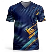 cheap Running Tee &amp; Tank Tops-Men's Soccer Jersey Shirt France Style Blue Gold Geometric Graphic Tee Breathable Quick Dry Athletic Top Lightweight Fan Shirt for Game Day &amp; Training