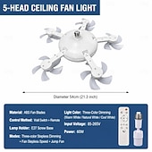 cheap Decoration Bulbs-Ceiling Fan with Light, Remote Control 3 Speeds 3 Colors 2 Timers Quiet Motor E26 E27 Bulbs, with Foldable Blades, for Living Room Bedroom