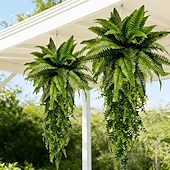 levne Umělé rostliny a zeleň-Bostonská kapradina, závěsná kombinace rostlin, umělé rostliny vyrobené z vysoce kvalitních materiálů odolných vůči UV záření, vhodné pro moderní svatební zahradní dekoraci