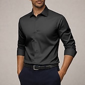 economico Camicie in raso da uomo-Per uomo Camicia Camicia in raso Camicia elegante Camicia con Bottoni Semplice Matrimonio Formale Blu chiaro Nero Bianco Verde Manica Lunga Bavero Tutte le stagioni Abbigliamento Puro
