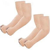 cheap Home Supplies-2 Pairs UV Sun Protection Arm Sleeves with Thumb Hole for Men Women Youth, Cooling Sleeve to Cover Tattoo, Mid-Compression