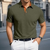 economico Polo classica da uomo-Per uomo Testurizzato Polo a Maglia Waffle Casuale Affari Classico Manica Corta Moda Moderno Tinta unica Asciugatura Rapida Bottoni Estate Primavera Vestibilità regolare Blu Nero Bianco Blu marino