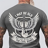 cheap Music &amp; Instrument Graphic T shirts-Men's I May Be Old But I Got To See All The Cool Bands Electric Guitar Wings Shield Retro Rock N Roll Music Lover T Shirt Graphic Crew Neck Regular Fit Casual Concert Designer Clothing Apparel S M L X