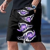  Herren Cartoon Monster Badeshorts Boardshorts Mittlere Taille Hawaiianisch Strandurlaub Seitentaschen Netzfutter Elastischer Kordelzug in der Taille Designer Bekleidung