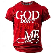 baratos Camisetas de fé-Camiseta Masculina da Bíblia Deus Não Brinca Comigo Camiseta Cristã Urbana Fé Religiosa Proteção Divina Estampa Gráfica Cruz Manga Curta Azul Marinho Roupas de Designer