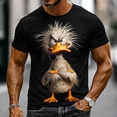 お買い得  アニマルプリントTシャツ-メンズ 不機嫌なアヒルの子 乱れた髪 面白い ユーモラスな漫画 半袖 Tシャツ グラフィック カジュアル フィット ストリートウェア デイリーウェア デザイナー衣料 アパレル S M L XL XXL XXXL