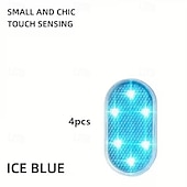 abordables Gadgets pour intérieur de voiture-Lot de 4 lampes d'ambiance LED sans fil pour l'intérieur de voiture, rechargeables par USB, à capteur tactile et aimantées, pour plancher, portières et coffre, étanches et compactes, disponibles en