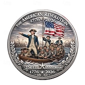 cheap U.S. 250th Anniversary-U.S. 250th Anniversary American Revolution Commemorative Coin 1776-2026, George Washington Crossing Medal, Patriotic Collectible, Independence Day Historical Tribute Gift