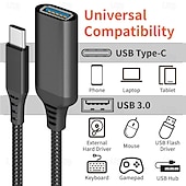 cheap Cell Phone Cables-2 Pack USB C to USB 3.0 Adapter OTG Cable, 5Gbps Super Speed Type-C Male to USB-A Female Braided Converter Compatible with MacBook Pro, iPad Pro, Samsung Galaxy S26 S25 Pro Max, Flash Drive, Keyboard