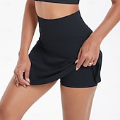 preiswerte Damenröcke &amp; Skorts-Damen Einfarbig Lässiger Rock Tennis-Skort Tennisröcke mit Shorts Ärmellos Tasche Schnelltrocknend Atmungsaktiv Tennis Golfspiel Laufen Rock Laufrock Dunkelgrau Schwarz Elfenbein Tennisbekleidung