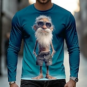 abordables Camisetas 3D-Hombre Old Man Camiseta Manga Larga Camiseta Impresión 3D Cuello Barco Camisa Casual Diario Vacaciones Calle Azul Piscina Negro Rojo Verano Primavera Otoño Ropa S M L XL 2XL 3XL