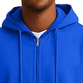 cheap Basic Hoodies-SoftFade™ Men's Hoodie Full Zip Hoodie Blue Black Gray Hooded Plain Zip Up Casual Daily Sports &amp; Outdoor Vintage Cool Sportswear Spring &amp;  Fall Clothing Apparel Hoodies Sweatshirts  Long Sleeve