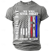  Herdenkingsdag Voor heren Amerikaanse Amerikaanse vlag T-shirt Korte mouw T-shirt 3D-afdrukken Strakke ronde hals Overhemd Modieus Dagelijks Dagelijks Straat Rood Hemelsblauw Grijs Zomer Lente Kleding