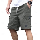 billiga Klassisk-Herr Cargobyxor Cargo-shorts Shorts Casual shorts Snörning Ficka Elastisk midja Slät Enfärgat Knelängd Utomhus Streetwear Camping Mode Streetwear Svart Marinblå Oelastisk