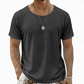 ieftine Tricouri din bumbac și in-Bărbați Tee Top Tricou din in Manșon scurt În V Vară Culoare solidă Simplu Modă Designer De Bază De Bază Moale Casual Vacanță Stradă Albastru Deschis Alb Negru Top tricou pentru bărbați